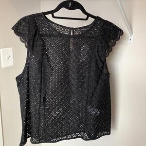 NWT Banana Republic Black sleeveless Lace top size XL